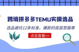 【第4641期】拼多多temu跨境电商教程：实操选品运营+选品避坑12条+爆款思路