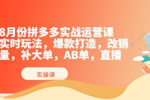 【副业3727】拼多多怎么开店：8月份最新拼多多实战运营课