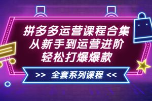 【副业3655】拼多多怎么开店赚钱：拼多多运营课程合集，从新手到高阶（全套课程）