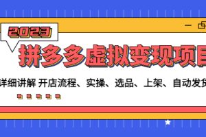 【副业4247期】拼多多虚拟店铺怎么开：拼多多虚拟变现项目，开店-实操-选品-上架-自动发货
