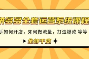 【副业4031期】拼多多怎么开店：拼多多开店做流量打造爆款全套运营课程