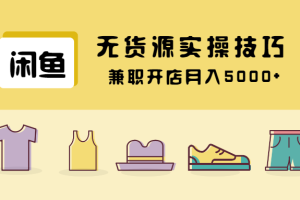 【1459期】闲鱼无货源实操技巧，业余兼职开店月入5000+