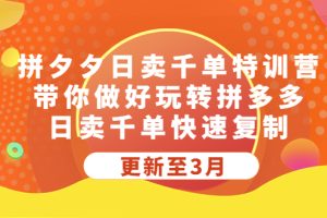 【第4558期】拼多多怎么开店：3月最新带你玩转拼多多，日卖千单快速复制 (全套教程)