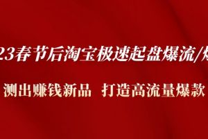 【副业4229期】淘宝怎么打造爆款：测出赚钱新品打造爆款，2023淘宝极速起盘爆流/爆单
