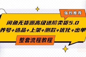 【副业3724】闲鱼无货源赚钱详细教程：养号+选品+上架+测款+优化+出单全套教程