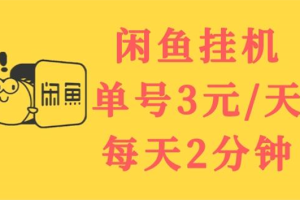 【副业3591】闲鱼代挂项目：闲鱼挂机单号每天3元仅需2分钟，可无限放大挂机项目