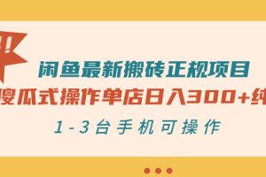 【副业3246期】闲鱼如何挣钱：闲鱼最新搬砖正规项目：傻瓜式操作单店日入300+纯利