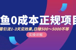 【副业3245期】闲鱼无货源实操：0成本无需引流，1-3天见效果，日入500-5000（价值6980）