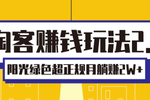 【副业2353期】淘客赚钱副业2.0，绿色正规项目，月躺赚2W+【视频课程】