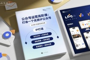 【第9637期】公众号运营高阶课，打造一个优质IP公众号