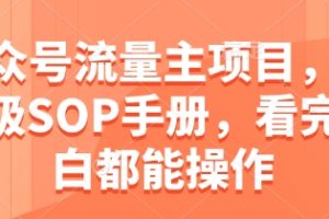 【第9425期】公众号流量主项目,保姆级SOP手册,看完小白都能操作