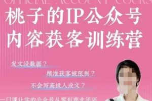 【第9357期】桃子IP公众号内容获客训练营(第3期)，一门让你公众号从0到商业闭环的课程