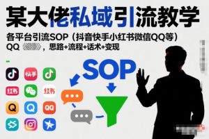 【第9685期】某大佬私域引流教学，各平台引流SOP（抖音快手小红书微信QQ等），思路+流程+话术+变现