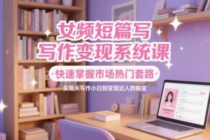 【第9474期】女频短篇写作变现系统课，快速掌握市场热门套路，实现从写作小白到变现达人的蜕变