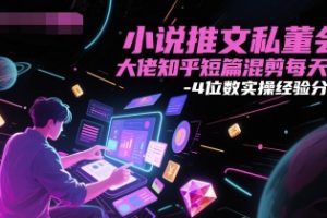 【第9503期】小说推文私董会大佬知乎短篇混剪每天3-4位数实操经验分享