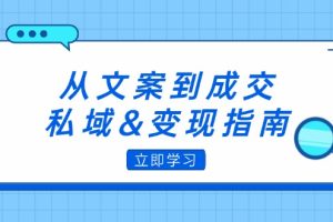 【第8329期】从文案到成交，私域&变现指南：朋友圈策略+文案撰写+粉丝运营实操