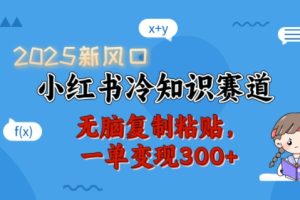 【第8966期】2025新风口小红书冷知识赛道，无脑复制粘贴一单变现300+