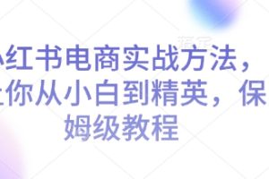 【第8848期】小红书电商实战方法，让你从小白到精英，保姆级教程
