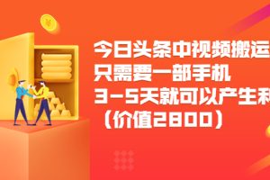 【副业3684】头条中视频计划怎么加入，只需一部手机3-5天可以产生利润（价值2800）