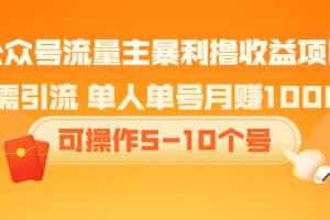 【副业2548期】公众号怎么赚钱：公众号流量主暴利撸收益项目（视频教程）