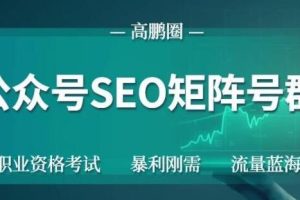 【副业2334期】高鹏圈公众号SEO矩阵号群，实操20天纯收益25000+