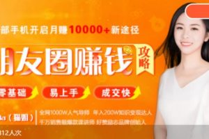 【副业3704】微信发朋友圈赚钱：全网千万人气导师，零基础的朋友圈赚钱攻略