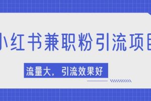 【副业2587期】小红书引流项目：日引1000+兼职粉（视频教程）