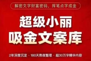 【第4861期】文案怎么写吸引人：超级小丽·吸金文案库，解密文案创作变现财富密码