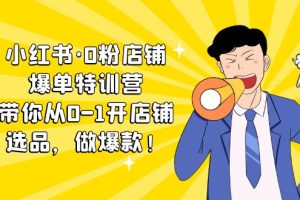 【第4614期】小红书店铺怎么开：小红书·0粉店铺爆单，从0-1开店铺，选品，做爆款（课程+工具包）