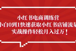 【第4596期】小红书店铺怎么开：小红书电商从0到1快速获取小红书店铺流量，实战操作月入过万