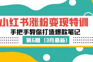 【第4530期】小红书怎么赚钱：小红书涨粉变现·第6期，教你打造爆款笔记（3月新课）