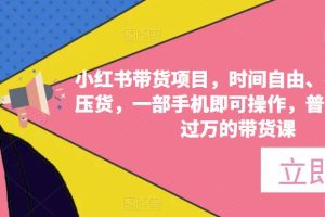 【第4803期】小红书带货怎么做：零门槛时间自由，普通人月收过万的小红书带货项目