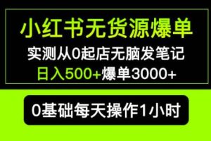 【第4701期】小红书无货源怎么赚钱：小红书无货源长期项目从0起店无脑发笔记爆单