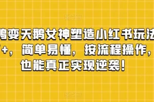 【第6155期】丑小鸭变天鹅女神塑造小红书玩法，月入5万+，简单易懂，按流程操作，草根也能真正实现逆袭！