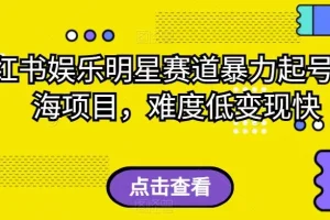 【第6141期】小红书娱乐明星赛道暴力起号，蓝海项目，难度低变现快