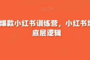 【第6076期】21天爆款小红书训练营，小红书爆款的底层逻辑
