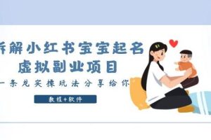 【第5168期】小红书宝宝起名虚拟副业项目，一条龙实操玩法分享给你（教程+软件）