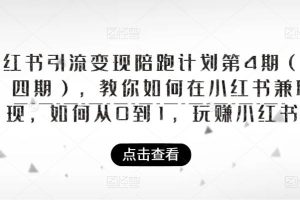 【第5154期】小红书赚钱怎么赚钱：小红书引流变现陪跑计划第4期，教你从0到1玩赚小红书