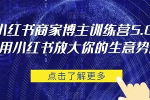 【第6012期】小红书商家博主训练营5.0，用小红书放大你的生意势能