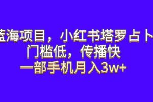 【第5323期】小红书塔罗牌项目：小红书塔罗占卜蓝海项目，门槛低传播快，一部手机月入3w+