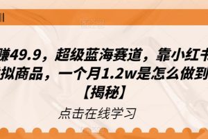 【第5462期】小红书虚拟资料项目：一单赚49.9，卖这个虚拟商品，一个月1.2w+【揭秘】