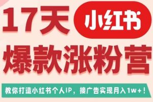 【第5565期】小红书怎么赚钱：小红书爆款涨粉营，教你打造小红书博主IP、接广告变现