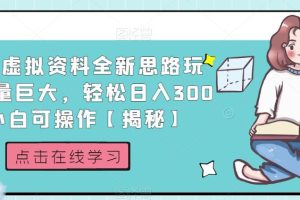 【第5507期】小红书虚拟资料项目：小白可操作，小红书虚拟资料全新思路玩法，日入300+