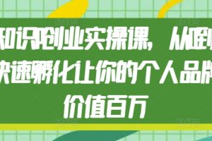 【第8761期】知识IP创业实操课，从0到1快速孵化让你的个人品牌价值百万