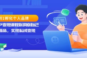 【第8752期】从0到1孵化个人品牌，知识IP变现课教你洞察自己