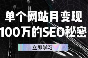 【副业2777期】seo赚钱方式：单个网站月变现100w的SEO秘密
