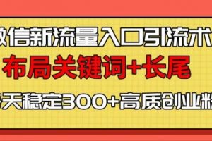 【第8823期】微信新流量入口引流术，布局关键词+长尾，每天稳定300+高质创业粉！
