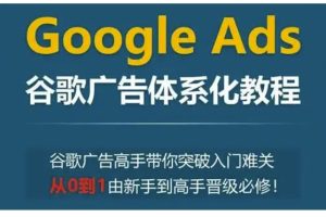 【第8819期】Google Ads谷歌广告体系化教程，谷歌广告高手带你突破入门难关，从0到1由新手到高手晋级必修