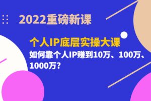 【副业3486期】个人ip如何赚钱：2022重磅新课《个人IP底层实操大课》