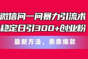 【第7992期】微信问一问暴力引流术，稳定日引300+创业粉